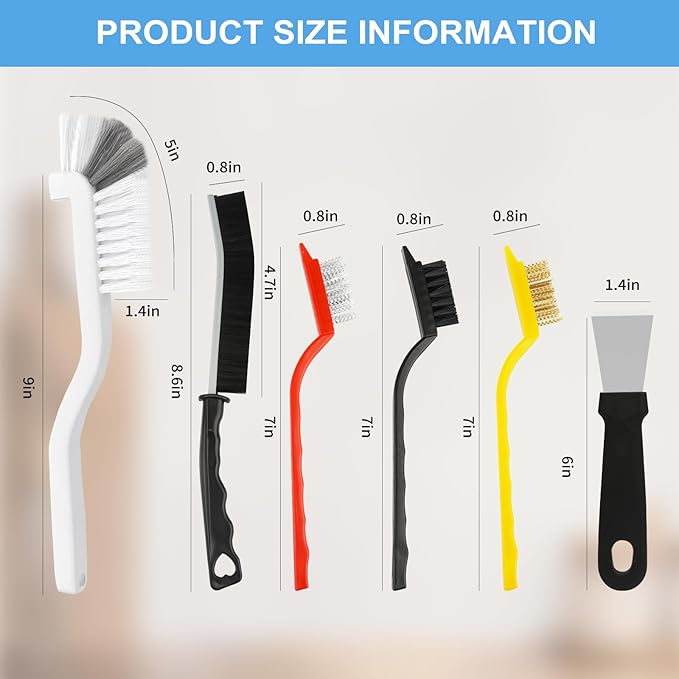 11Pcs Crevice Cleaning Brush Set, Hard Bristle Cleaning Supplies for Kitchen, Bathroom, Corner, Grout, Sink, Cup, Teapot, Bottle, Blender