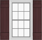 Board & Batten Vinyl Shutters (1 Pair) | 11"x31" (3-Board) - Dark Cherry Mocha | Exterior Window Shutters | Includes Mounting Hardware | Simple Installation | Made in USA