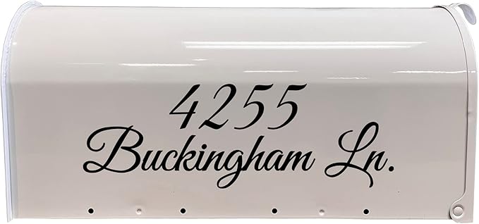 VWAQ Mailbox Address Decal Set of 2 - Insert Street Name & Address Personalized Decals CMB7 (Black, 12"W X 4"H)