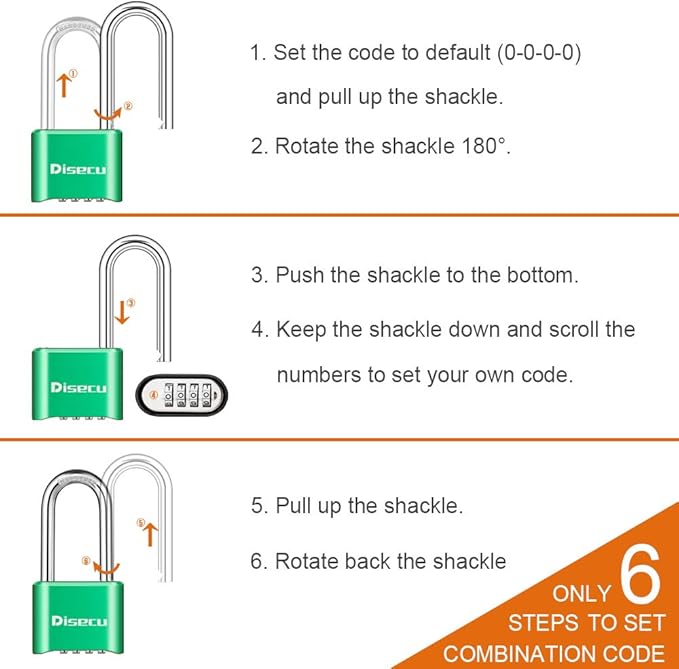 1 Pack disecu Heavy Duty 4 Digit Combination Lock, 2.5 Inch Long Shackle Outdoor Waterproof Padlock for School Gym Locker, Storage Unit, Fence, Gate, Toolbox (Green)