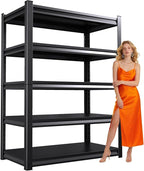 72 ”H Garage Shelving Heavy Duty, Garage Storage Shelves 2500LBS Industrial Shelving Unit, Adjustable Metal Shelving, Steel Garag Organizer, Rack Shelf for Basement, 72 ”H×36”W×12”D