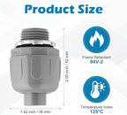 25 PCS 1/2 Inch Liquid Tight Connector - Non-Metallic PVC Electrical Conduit Fittings, 180 Degree Straight Flexible Conduit UL Listed for Home, Kitchen, Bathroom, Tubes and Tool Supplies