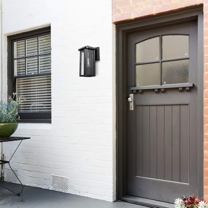 GLOBE Electric 44060 Clarence 1-Light Outdoor Indoor Wall Sconce, Oil Rubbed Bronze, Clear Glass Shade, Bulb Included