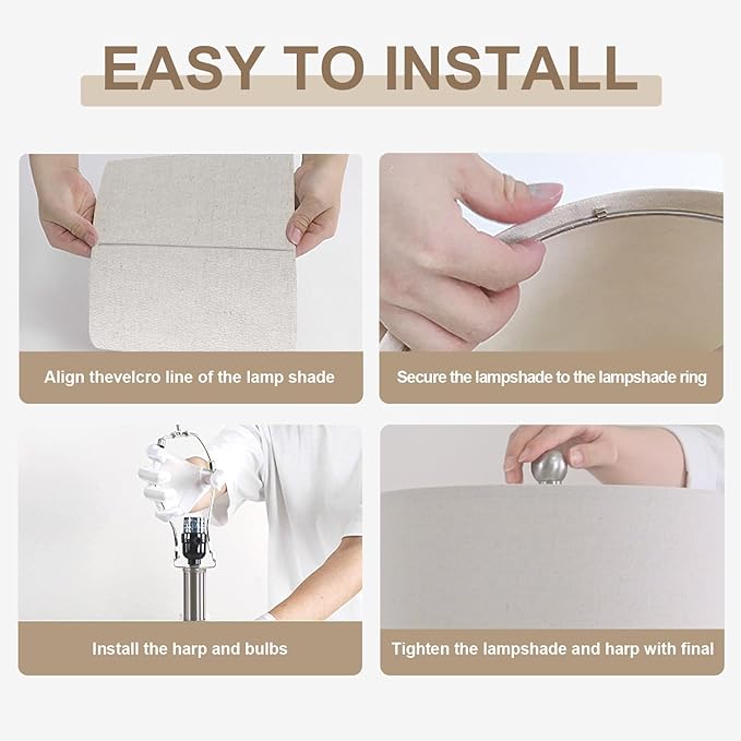 25" Table Lamps Set of 2 - Modern Bedside Lamps for Living Room - White Washed Ceramic Nightstand Lamps for Bedroom