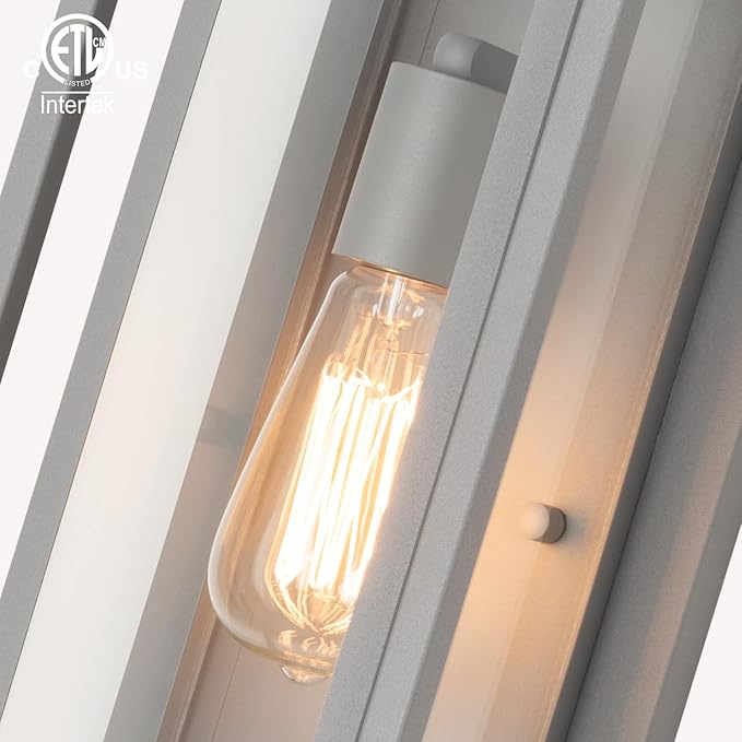 mirrea 18" Classic Outdoor Wall Sconce 1 Light in Rectangular Metal Frame and Clear Glass Shade Waterproof Porch Light Patio Light Pack of 2 (Matte Gray)