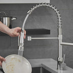 AIMADI Commercial Pull Down Kitchen Faucet Sprayer with LED Light,Single Handle Stainless Steel Kitchen Sink Faucets with Pull Down Sprayer,Suitable for Farmhouse Camper Laundry Rv Bar