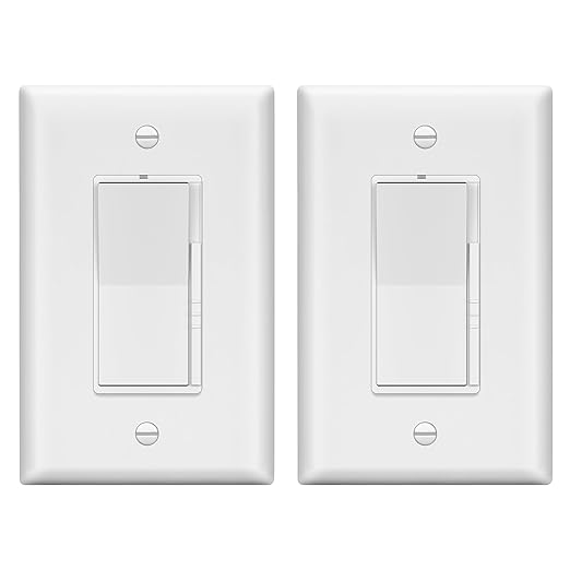 LIDER Dimmer Paddle Switch for Dimmable 300W LED/CFL Lights, 1-Pole or 3-Way, 120 V, Modern Upgrade, UL Listed, Wall Plate Included, White, 2 Pack