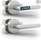 Mega Handles Ronn Privacy Door Handle - 2 Pack Reversible Chrome Door Handles, Heavy Duty Bed & Bath Door Handles with Privacy Door Lock, Fits All Standard Doors - Polished Chrome
