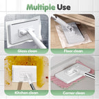 Disposable Dust Mop with 4 Reusable Cloths, Flat Mop with Disposable Pads, 39" Long Handle Wet and Dry Mopping Sweeper Stick with Locking Head & Sweeping Cloths for Multi Surface Floor Cleaning