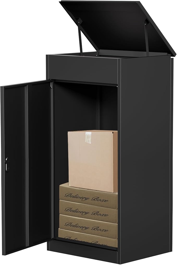 Package Delivery Boxes for Outside,Enlarged Porch Box for Packages with Coded Lock,Large Space,Waterproof,Cold-Rolled Steel Package Lock Box (19.7”x16.1”x50”)