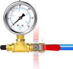 GASHER 10PCS Pipe Fitting Kit, Brass, 1/4" - 1/8" & 3/8" - 1/4" Fittings, T Fitting, Ball Valve, Pressure Gauge 0-60PSI