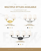 Emak 29 Inch Brushed Nickel Vanity Light, 4-Light Bathroom Light Fixtures with Flared White Fabric Shade, Modern Vanity Lights for Bathroom, Mirror, VL132-BN-WF-4