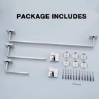 TRUSTMI 5-Piece Bathroom Hardware Accessory Set Robe Hook Towel Bar Toilet Roll Paper Holder Towel Ring Wall Mounted, SUS 304 Stainless Steel, Chrome