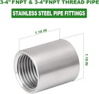 TAISHER 2PCS 304 Stainless Steel Cast Pipe Fitting, Coupling, 3/4" x 3/4" NPT Female Threaded