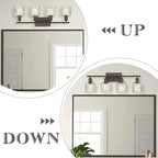 zeyu 4 Light Fixtures for Bathroom Above Mirror, Vintage Vanity Lighting Fixtures, Oil Rubbed Bronze Finish with Clear Hammered Glass, ZJF63B-4W ORB