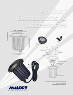 MALORY Brass Top Cover Landscape Well Lights,(5‘’H) 12V Low Voltage Outdoor In Ground Lights,Landscape Lighting for Pathway, Driveway and Garden (One-Direction Turret, 4-Pack with Bulb)