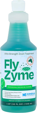 Kinzua Environmental Fly-Zyme, Highly Concentrated Enzyme Drain Cleaner for Pipes, Drain Gel for Fruit Flies, Organic Waste Degrader & Odor Neutralizer, 32 fl oz