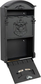 Wall Mount Mailboxes, Rust Resistant Locking Wall Mailbox for Outside, Galvanized Steel and Aluminum Stamping Process, Vintage Mailbox with Key Lock Large Capacity Outdoor Decoration, Black