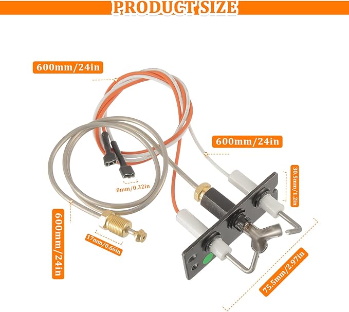 IPI Pilot Assembly 2090-012 Natural Gas for Heatilator, SRV2090-012 2198-012 Natural Gas (NG) Pilot Assembly for Heatilator, Majestic, Heat-N-Glo, Quadra-Fire Fireplaces Replacement Part