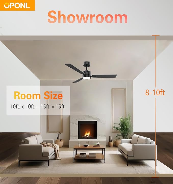 42" Black Ceiling Fan with Light, Remote Control, Downrod Mount, Noiseless, Reversible, 6CCT, Dimmable, 6 Speeds, Timeable, Ceiling Fan with Remote Control for Bedroom, indoor/outdoor