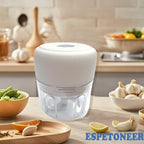 Electric Garlic Chopper, Cordless USB Chargeable Mini Food Processors 250ML (White)