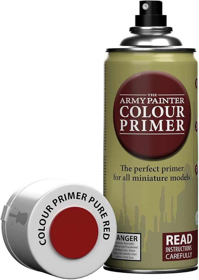 The Army Painter Colour Primer Pure Red, 400 mL Acrylic Spray Primer, Spray Paint Basecoat for Miniature Priming, Tabletop Roleplaying, Boardgames, and Wargames Miniature Modelling