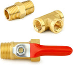 GASHER 6PCS 3/8 Inch NPT Brass Pipe Fitting, Ball Valve, Barstock Tee Brass Pipe Fitting and Air Hose Fitings