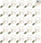 SUNSGNE Clear Globe G40 Bulbs Replacement Screw Base Light Bulbs 1.5-Inch, 5 Watt - Fits E12 and C7 Sockets, 25 Pack