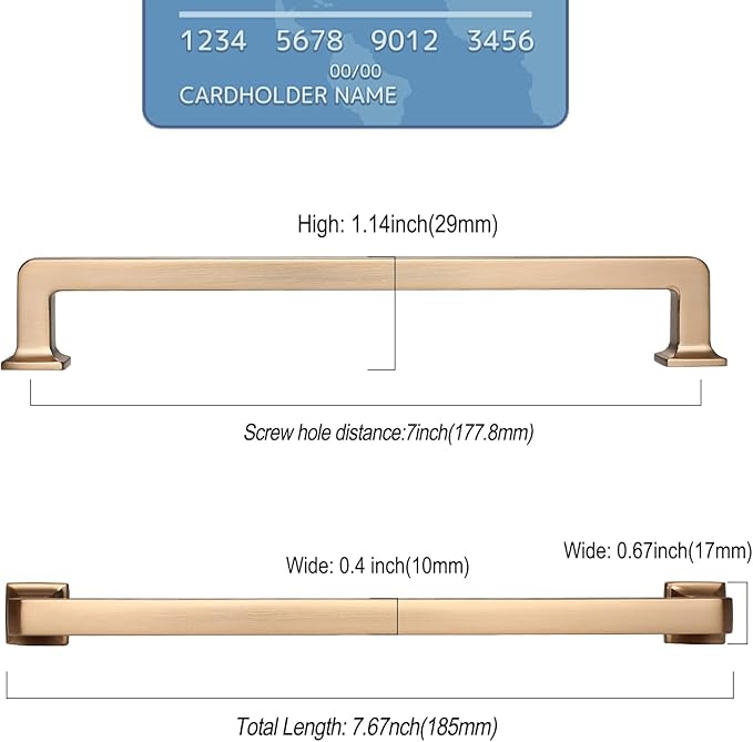6 Pack 7 Inch Cabinet Handles Champagne Bronze Metal Hardware Pulls for Cabinets, Kitchen, Bathroom, Office - Quality Guarantee