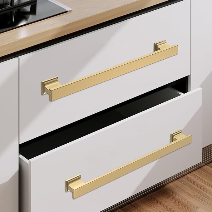 COTYKILEY 6 Pack 10 Inch(256mm) Champagne Bronze Cabinet Handles Gold Kitchen Cabinet Pulls Cabinet Door Handles Kitchen Cabinet Hardware