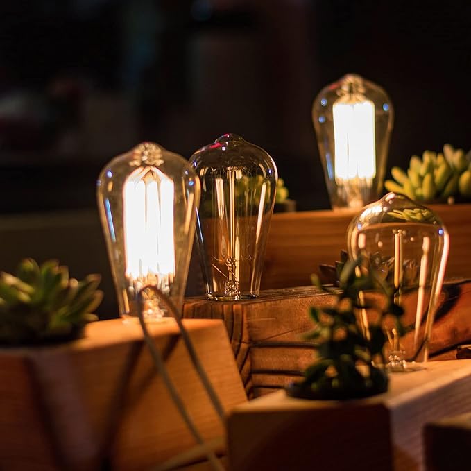 MASTERY MART Dimmable Vintage E26 LED Light Bulb, 2200K Warm White, 5.5W 60W Equivalent, Glass ST19 Antique Edison Style, 400 LM, Decorative Filament Bulb, UL and Energy Star, 6 Pack