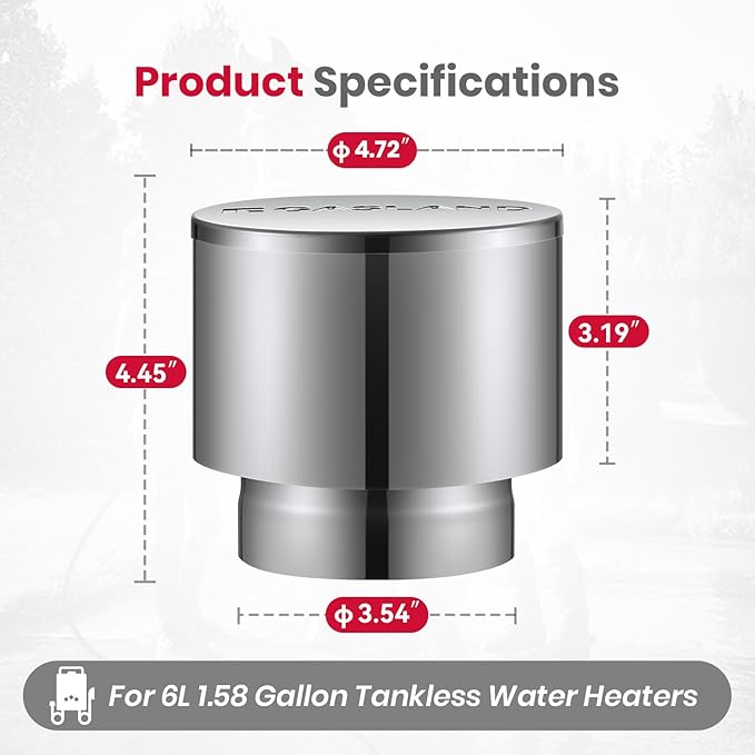 GASLAND 3.54'' Rain Cap for Tankless Water Heater BS158 BE158, Stainless Steel Round Rain Proof Windproof Cap, Easy Installation, Perfect for Outdoor Installation