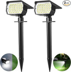 Solar Spot Lights Outdoor 2 Pack, [46 LED/3 Modes] Solar Landscape Spotlights Waterproof, 2-in-1 Auto On/Off Solar Powered Lights for Outside Yard Garden Wall Pathway(Cool White)