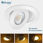 Gimbal Recessed Lighting 4 Inch 6 Pack, Ajustable Eyeball recessed Light with Junction Box,5 Color Selectable,Airtight,9W 750LM,Dimmable,White