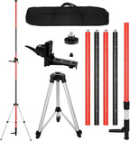 MOETER Laser Pole, 12FT/3.7M Adjustable Laser Level Pole with Tripod and 1/4''-20 Mount for Rotary and Line Rotary Lasers, Telescoping Laser Level Tripod with 5/8"-11 Thread Adapter