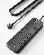 Surge Protector Power Strip 25FT, PLUGTUL Surge Protector with 10 Outlets - Spacious Design for Large Plugs, Flat Plug, 20W USB C Charging for Home, Office, ETL Listed, 2040J