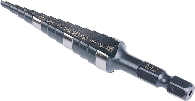 M2 HSS Quick Change 1/8" - 1/2" Step Drill Bit Double Fluted Drill Bits for Hole Drilling in Stainless Steel, Copper, Aluminum, Wood, Plastic