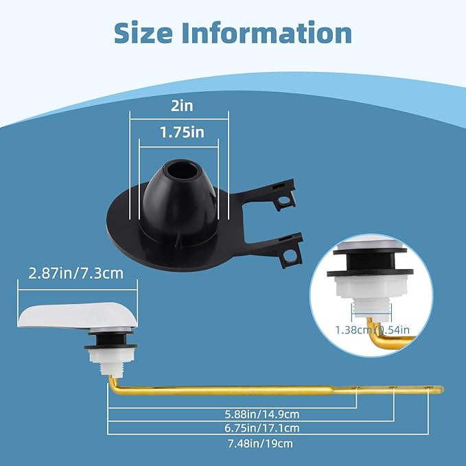iFealClear Universal Toilet Handle Replacement Kit Front Mount with 2-Inch Rubber Toilet Flapper Replacement, Toilet Tank Parts Compatible with Kohler, American Standard, TOTO, Mansfield, White