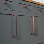 Goo-Ki 6 Pack Antique Copper Cabinet Pull Dark Copper Drawer Handles, 7.56 inch(192mm) c-c Solid Vintage Copper Bar Pulls Red Bronze Kitchen Hardware for Dresser Wardrobe Cupboard, 9338AC-192