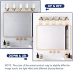 TODOLUZ Brushed Nickel Bathroom Light Fixtures, 5-Lights Modern Vanity Lighting Over Mirror, Farmhouse Wall Mount Lamp for Bedroom Kitchen