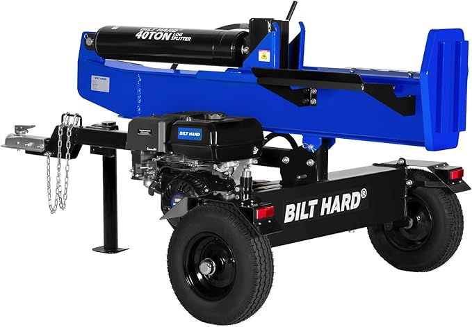 BILT HARD 40-Ton Gas Powered Log Splitter, Horizontal/Vertical Full Beam Wood Splitter with Auto Return, 4-Cycle 389cc OHV Engine, 2 Stage Gear Pump, Gas Firewood Splitting Wood Machine