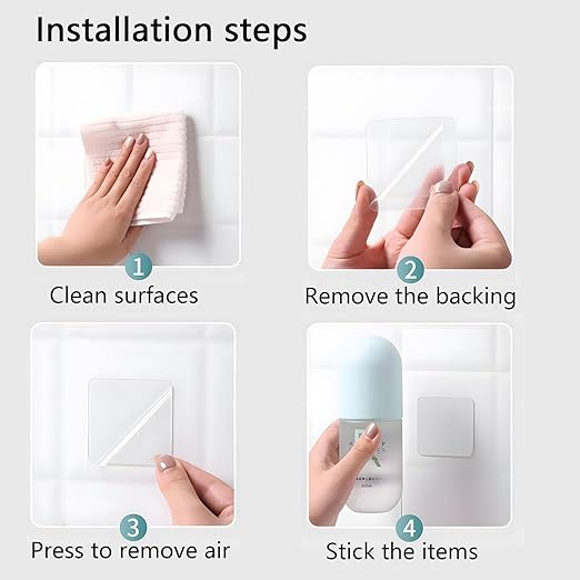 LMJIA Heavy Duty Double Sided Tape, Clear Reusable Mounting Tape Picture Hanging Adhesive Tape Removable Wall Tape Adhesive Poster Tape (100PC, Rectangular-inch*0.7inch)