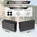 Wall Mount Mailbox, Large Capacity Mailbox for House, Visibility Galvanized Steel Rust-Proof Metal Post Box Drop, Mailboxes for Outside, 15.74"×9.84"×4.33" Solar Lanterns Black