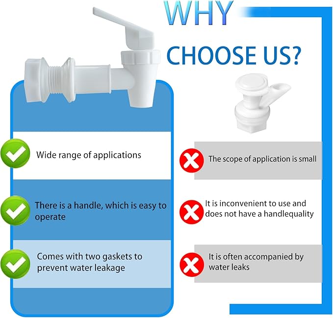 Replacement Cooler Faucet Water Bottle Jug,Water Dispenser Tap Set,BPA-Free Plastic Spigot Spout Water Beverage Lever Pour Dispenser Valve,Water Crock Tap (2 White)