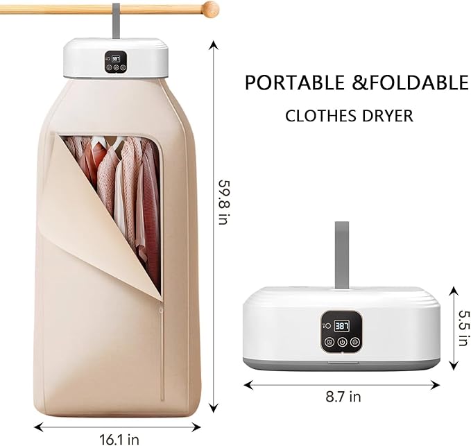 Portable Dryers-Foldable Dryers-With Remote Control Mini Dryer- Great For Travel, RV, Home, Apartment-Electric Fast And Efficient Drying And Easy To Use And Store