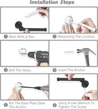 Cilee 10 Piece Matte Black Bathroom Accessories Set, 24inch Black Towel Bar Ring+Toilet Paper Holder+ Robe Towel Hook SUS304 Stainless Steel Bathroon Hardware Set