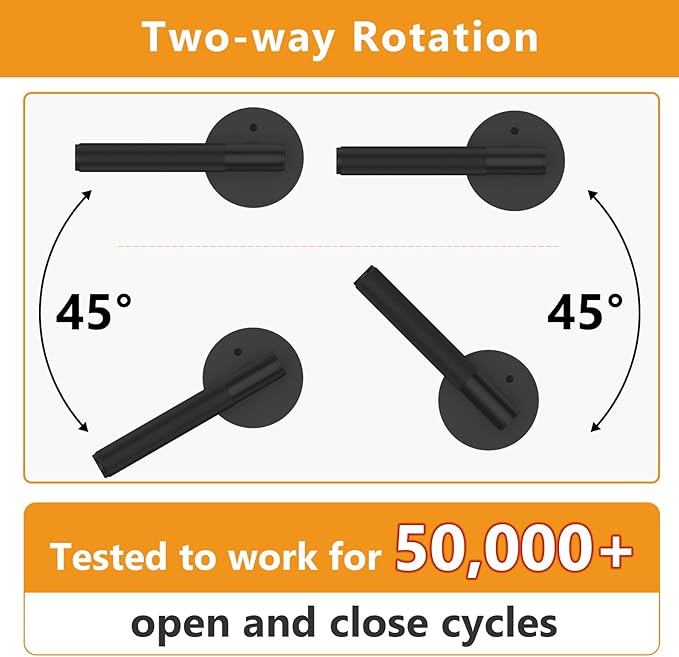 Amerdeco 1 Pack Matte Black Door Handles Interior, Knurled Privacy Door Handles with Lock,Heavy Duty Black Door Lever for Bedroom or Bathroom,Reversible Keyless for Left Right Handed Doors