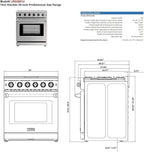THOR Kitchen Freestanding Professional 30-Inch Gas Range in Stainless Steel - Model LRG3001ULP + LP Conversion Kit