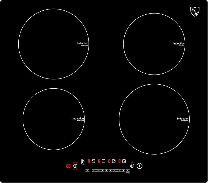 K&H 4 Burner 24 Inch Built-in Induction Electric Stove Top Ceramic Cooktop Touch Control 240V 6000W IN24-6004