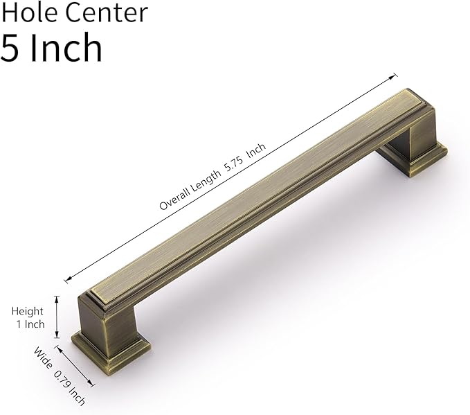 10 Pack 5 Inch(128mm) Hole Center Brushed Antique Bronze Modern Cabinet Pulls Kitchen Cabinet Handles Kitchen Cabinet Hardware Timeless Drawer Pulls for Dresser Cupboard Wardrobe, B-Bronze(5x10)